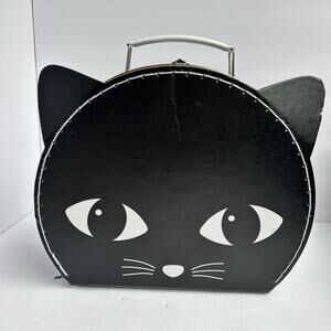 Sass & Belle Black Cat Head Shaped Paper Travel Case Bag Purse Halloween